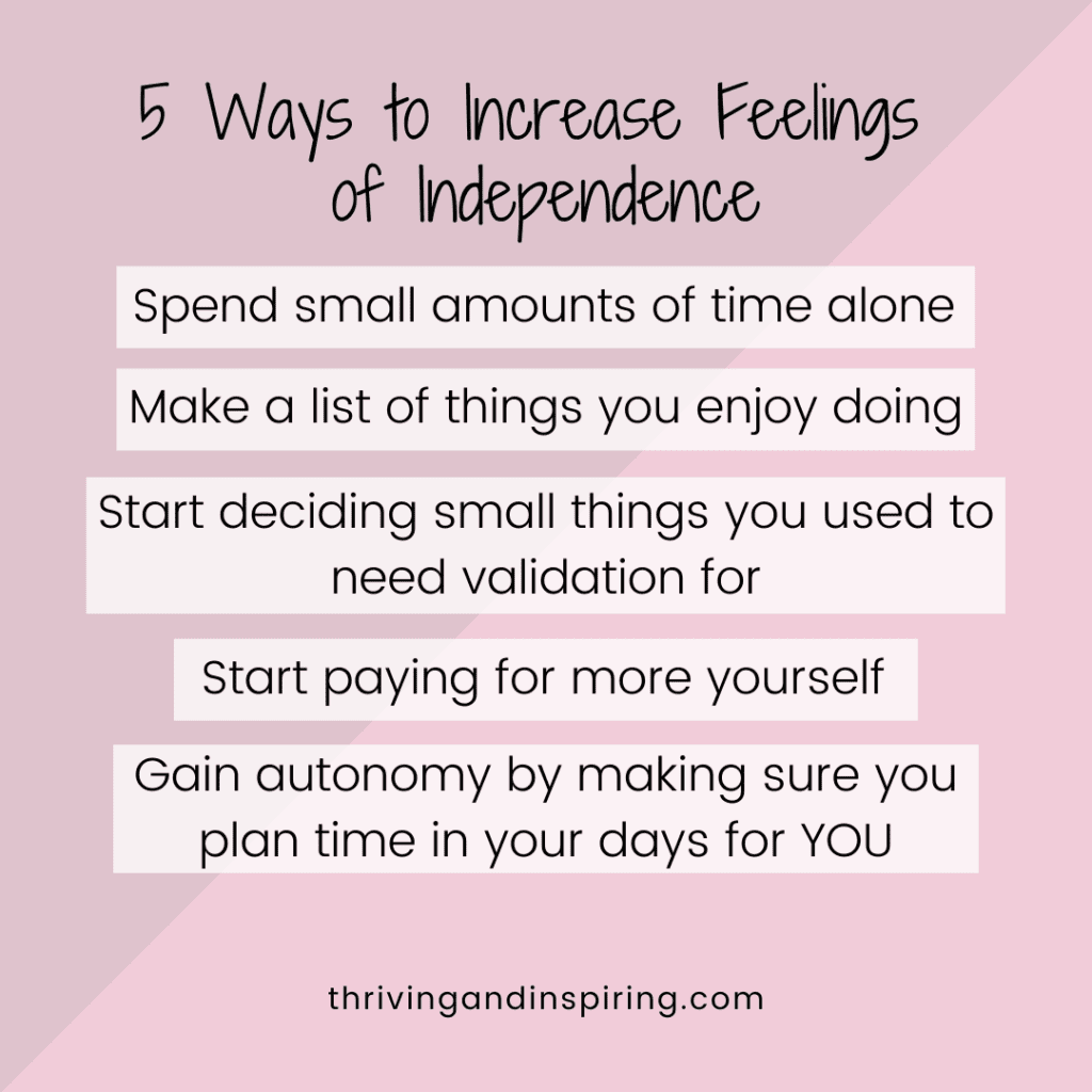 5 ways to increase feelings of independence graphic