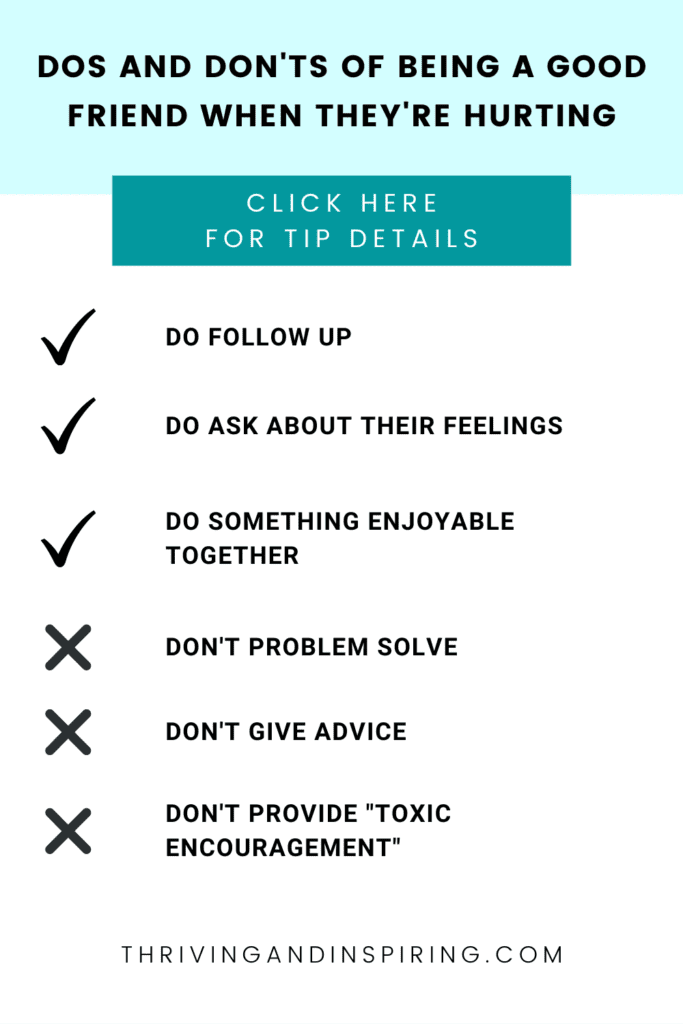 infographic about Dos and don'ts of being a good friend when they're hurting
