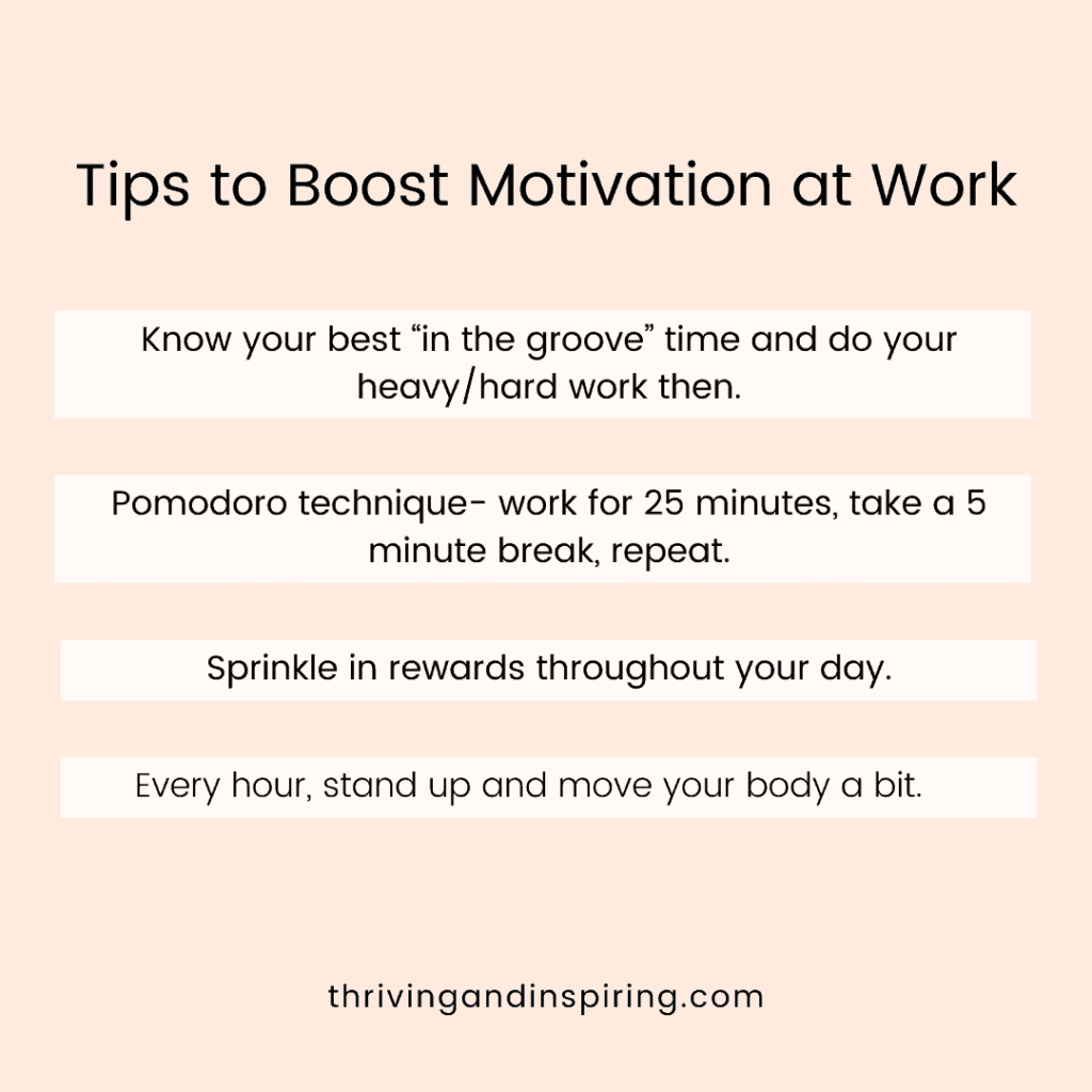 tips to boost motivation at work infographic
