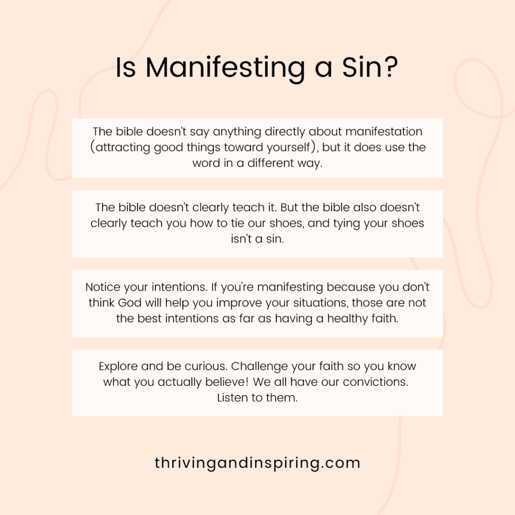Is manifesting a sin infographic by Skye Sauchelli
