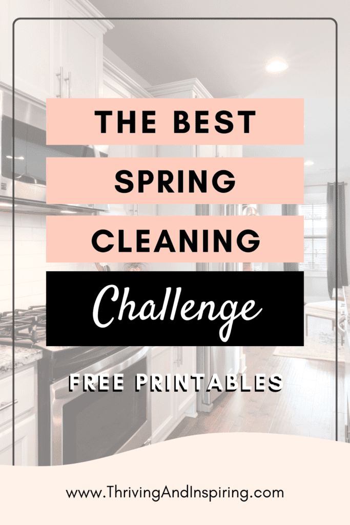 The best April spring cleaning challenges with free printables pin graphic