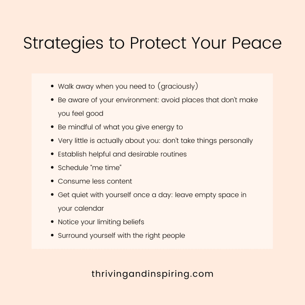 Strategies to protect your peace infographic