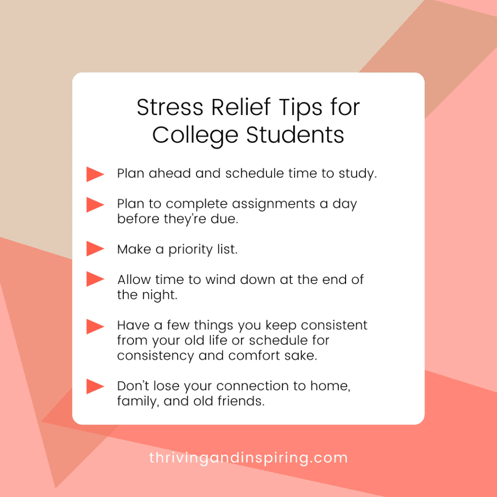 Stress relief tips for college students infographic