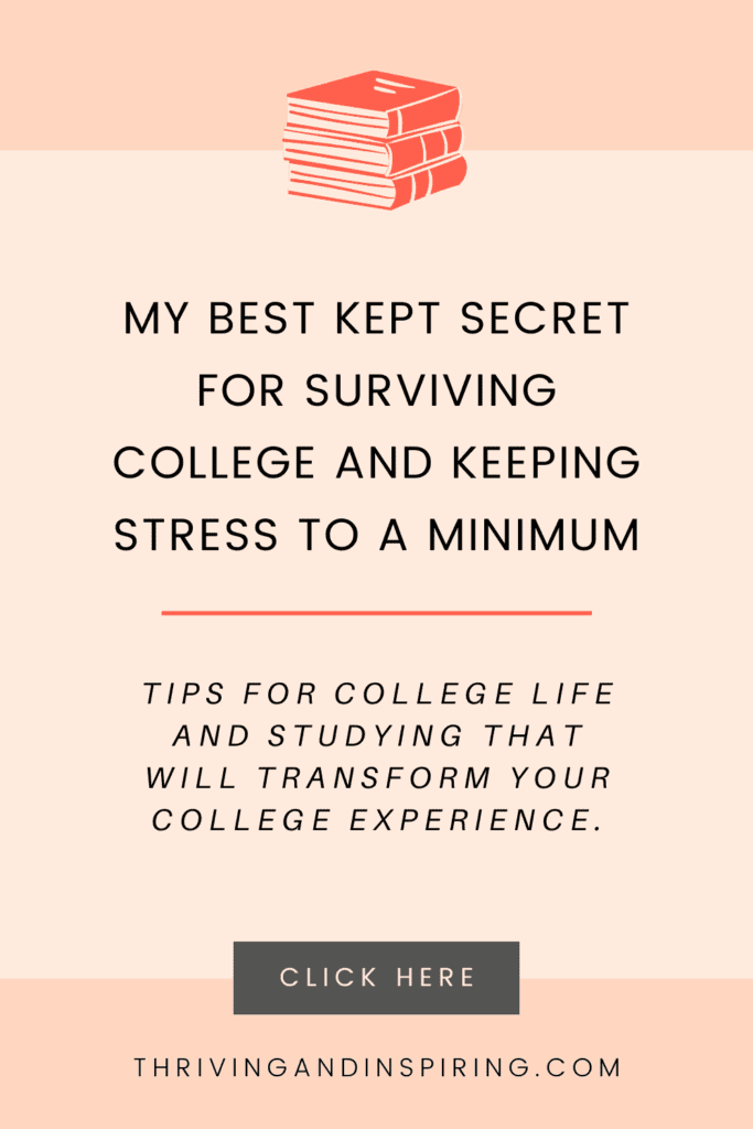 Secret for lowering stress in college pin graphic