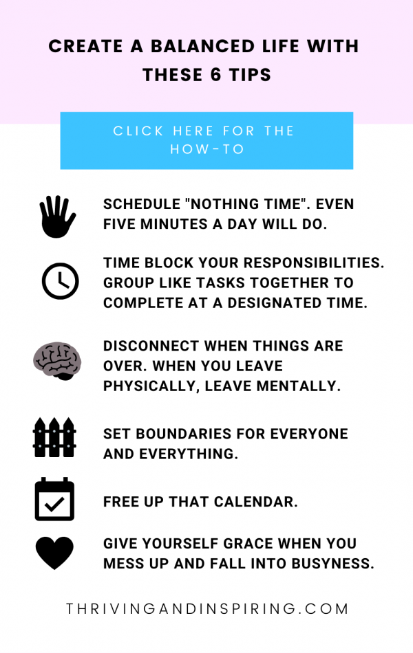 infographic about how to create more balance in life
