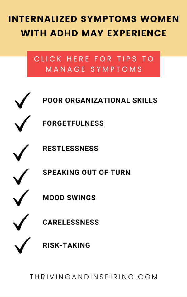 infographic about internalized symptoms in woman for ADHD